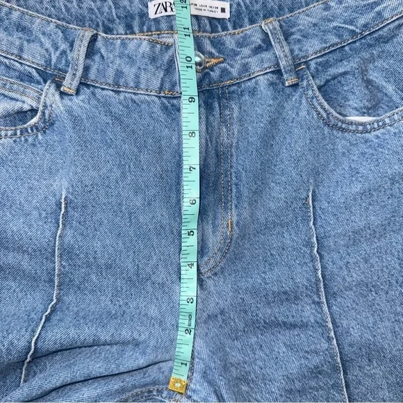 Zara Cropped Wide Leg Jeans high rise blue - Picture 6 of 12